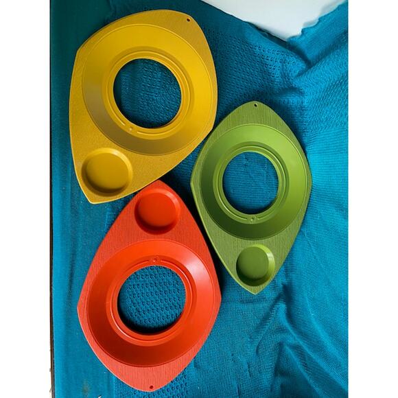 vintage picnic plate cup holders 1970s green orange mustard - Picture 1 of 7